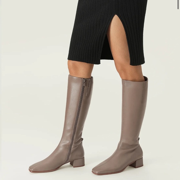 7or9 BOOT milk coffee KNEE HIGH women’s boot size 8 KHAKI 30mm height SHEEPSKIN - Picture 3 of 16